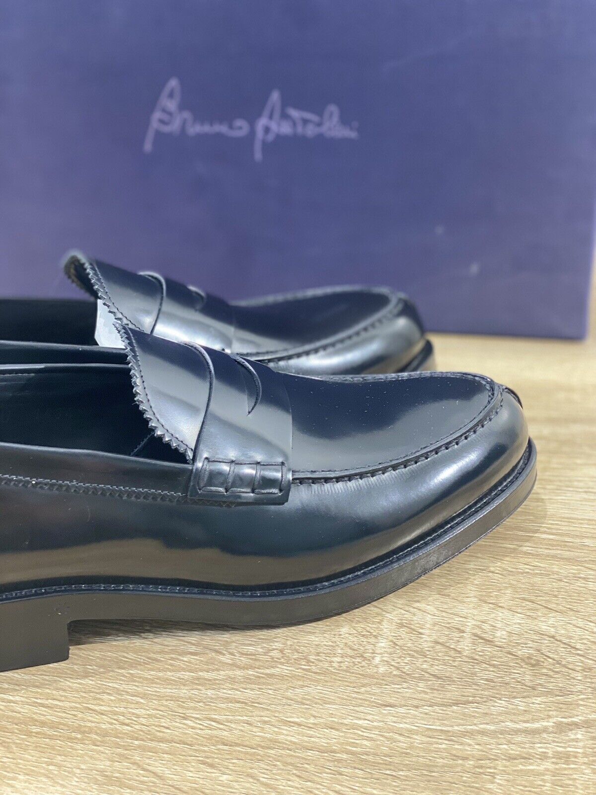 Bruno Antolini Mocassino uomo polish nero fondo cuoio 45