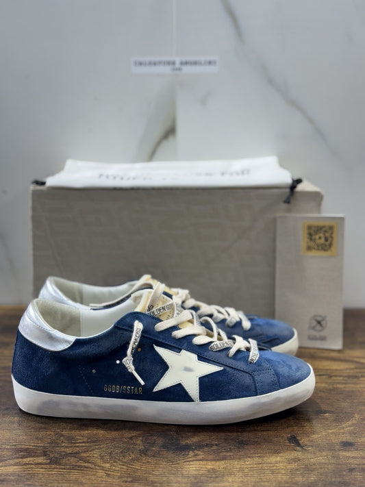 Golden Goose Superstar Suede Blu  Luxury Sneaker Uomo 45