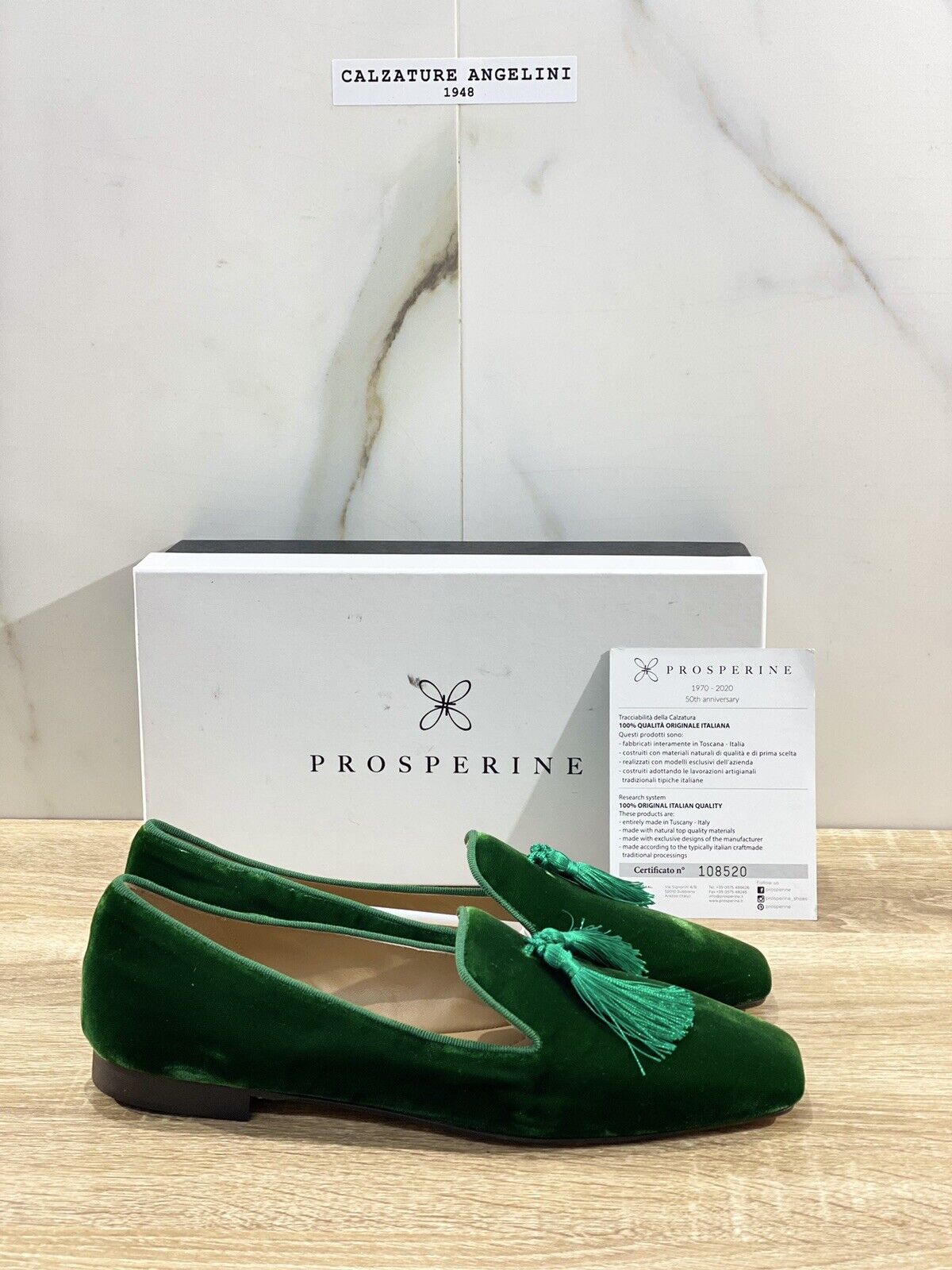 Prosperine Mocassino donna in Velluto Verde luxury made in italy 38