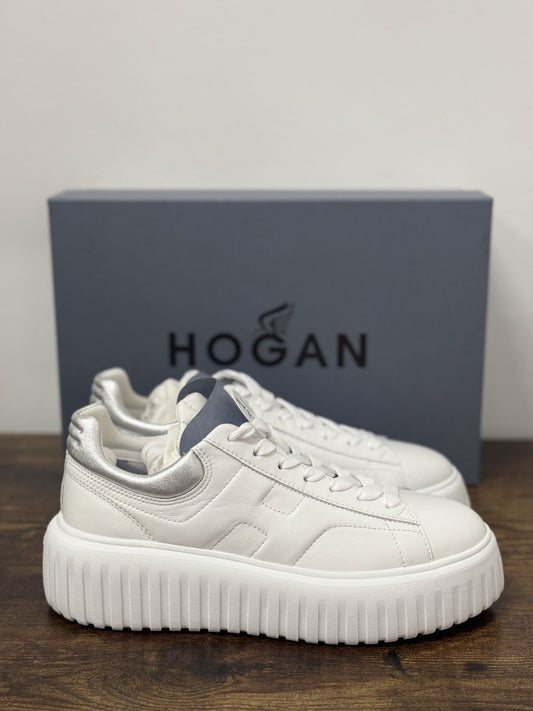 Hogan H Stipes  Sneaker Pelle Bianca Argento  Casual Hogan Donna 35.5