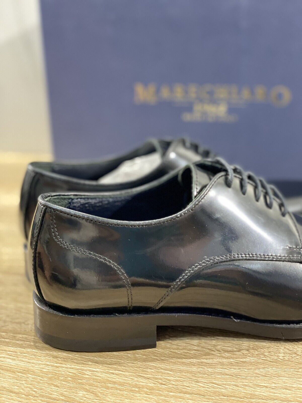 Marechiaro 1962 Derby Uomo Pelle Nera Polish Made In Italy 45