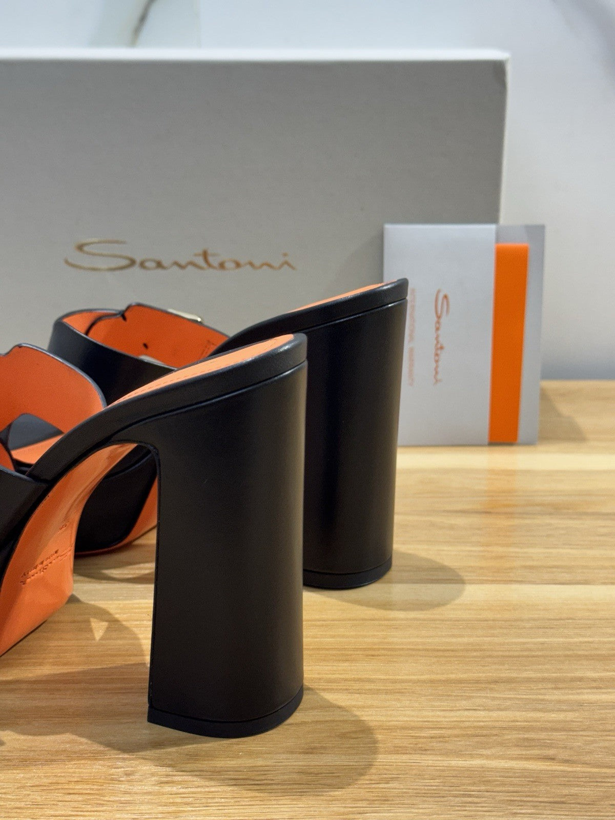 Santoni Sandalo Donna Pelle Nero Con Tacco Luxury Santoni Sandalo Donna 36