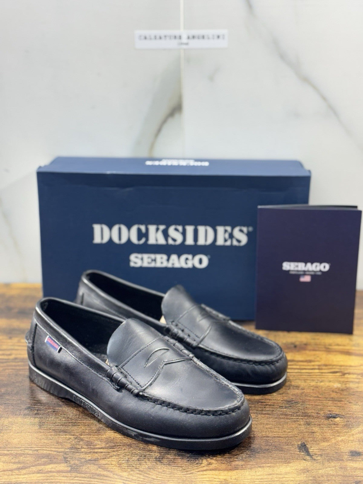 Sebago Dolphin Waxed Mocassino Pelle Nero Icon Sebago Uomo 40