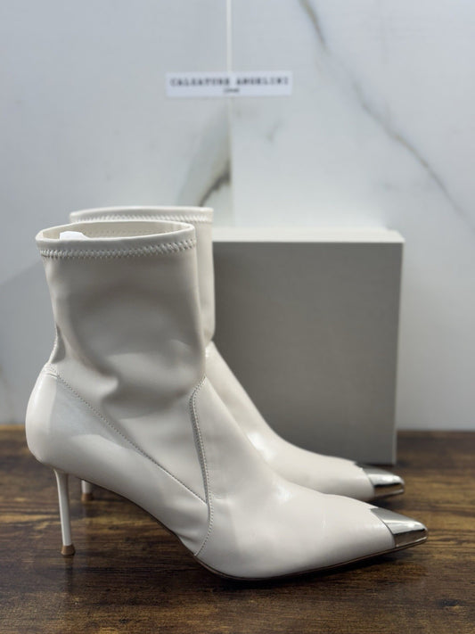Sergio Levantesi Stivaletto  Pelle. Gesso  Tacco   Luxury Made In Italy Donna 41