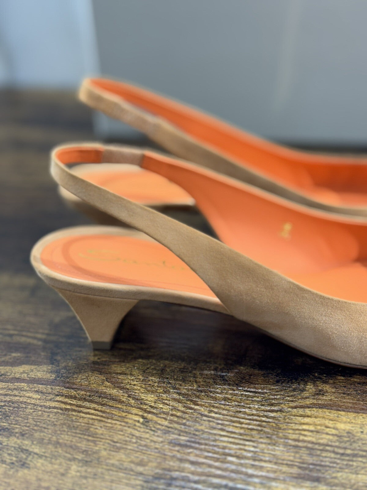 Santoni Sling Back Donna Suede Cuoio  Luxury Woman Santoni Shoes 40