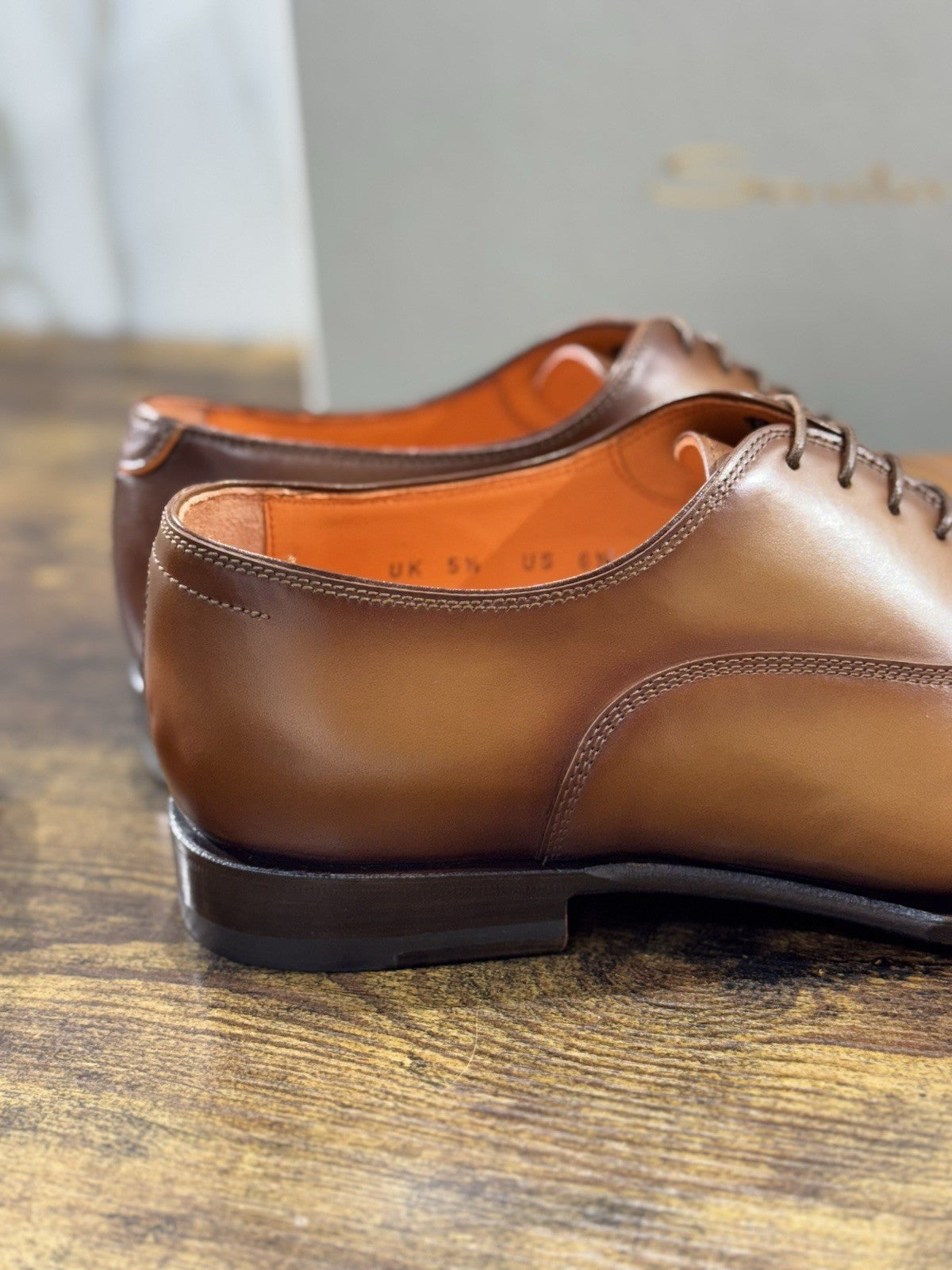 Santoni Stringata Oxford Pelle Cuoio Luxury Santoni Scarpa Uomo 39.5