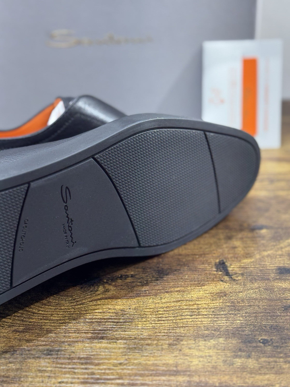 Santoni Scarpa Uomo Pelle Nero  No Lace Luxury Santoni Uomo 44.5