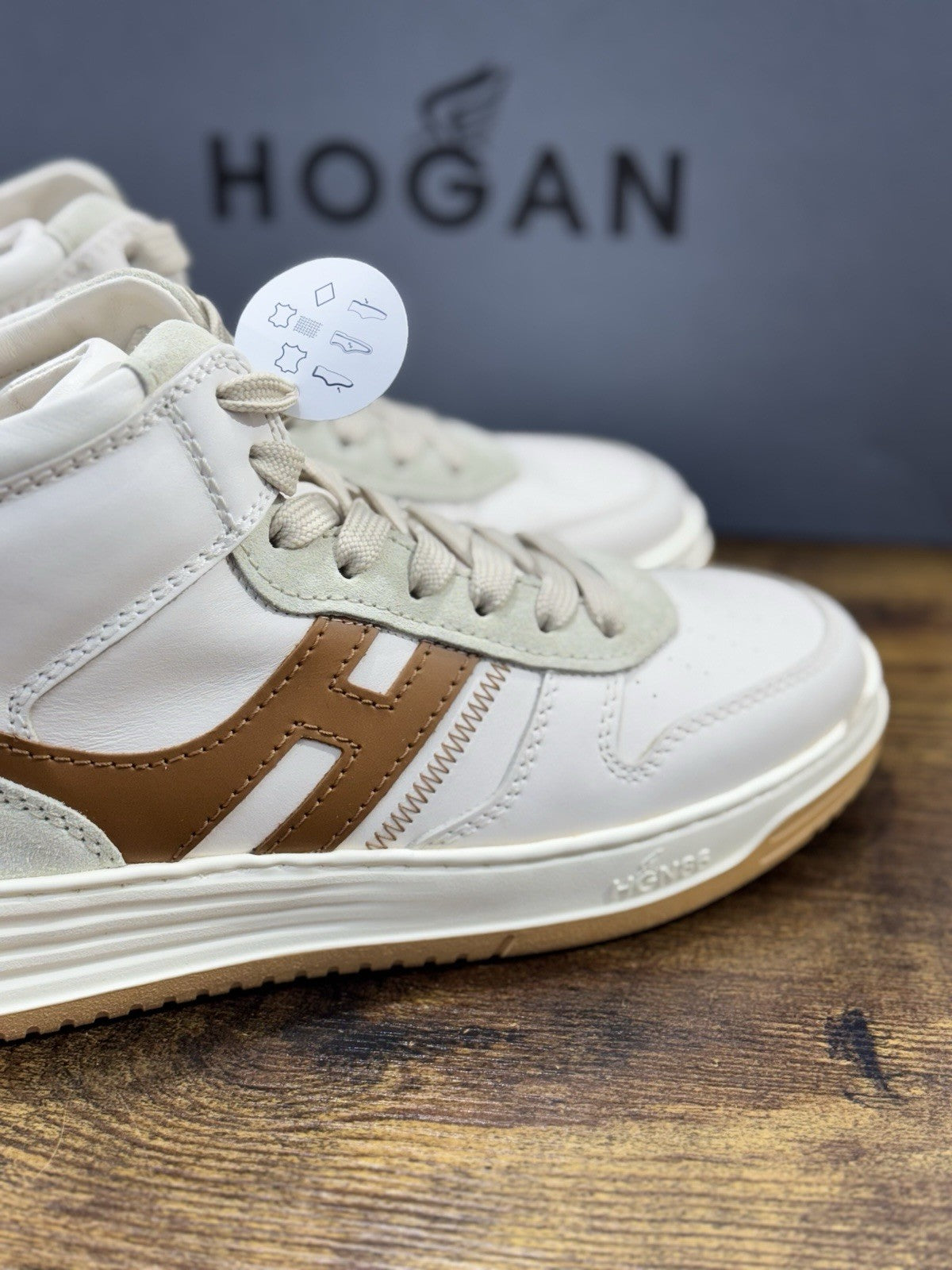 Hogan H630  High    Pelle  Beige Memory Foam Casual Hogan   Uomo 41.5