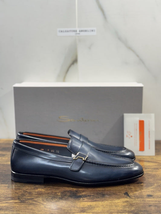 Santoni Mocassino Pelle Blu Luxury Santoni Scarpa Uomo 43