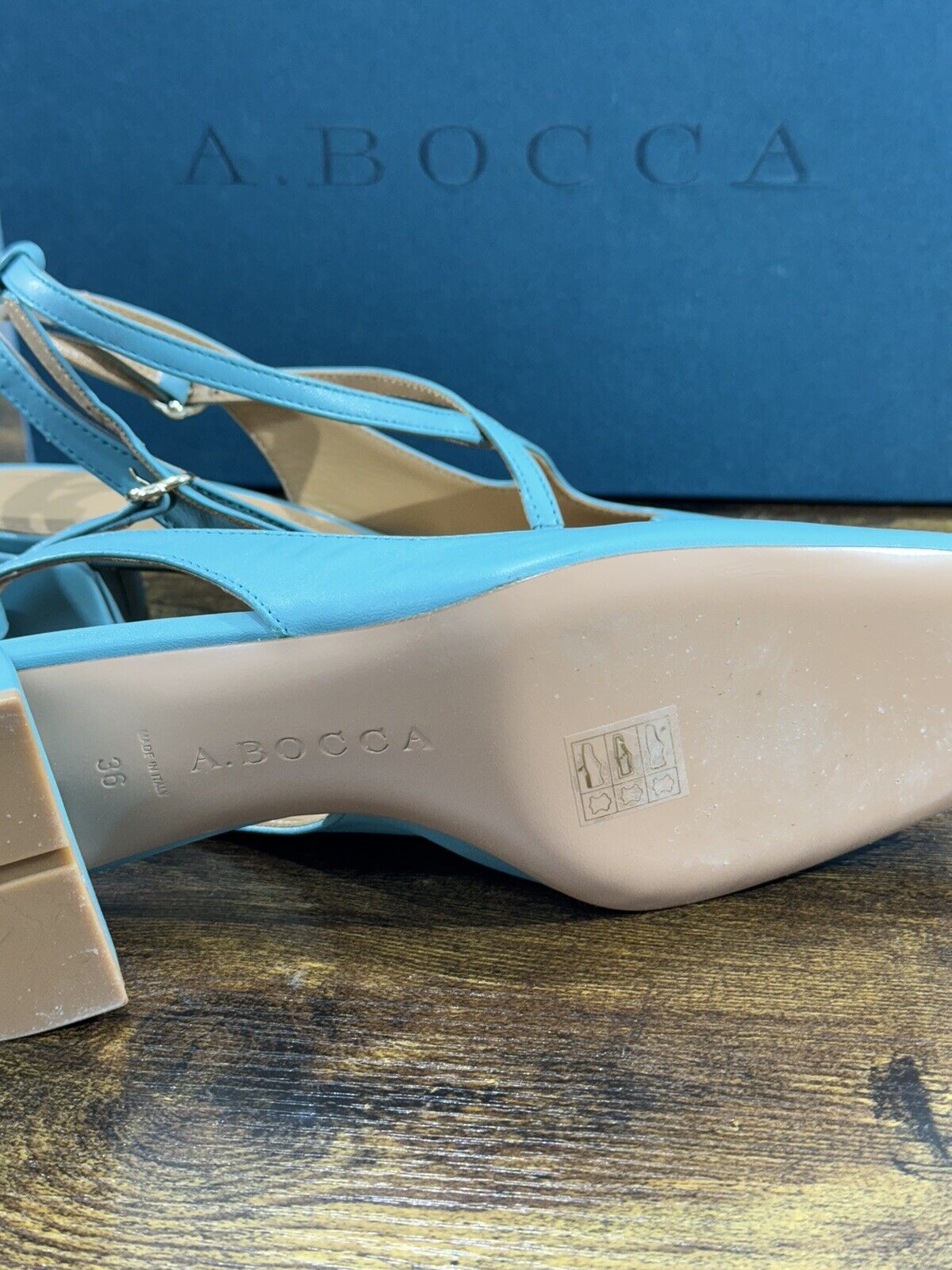 A.Bocca Two For Love Scarpa Donna Pelle   Turchese  Con Tacco Luxury Handmade 36