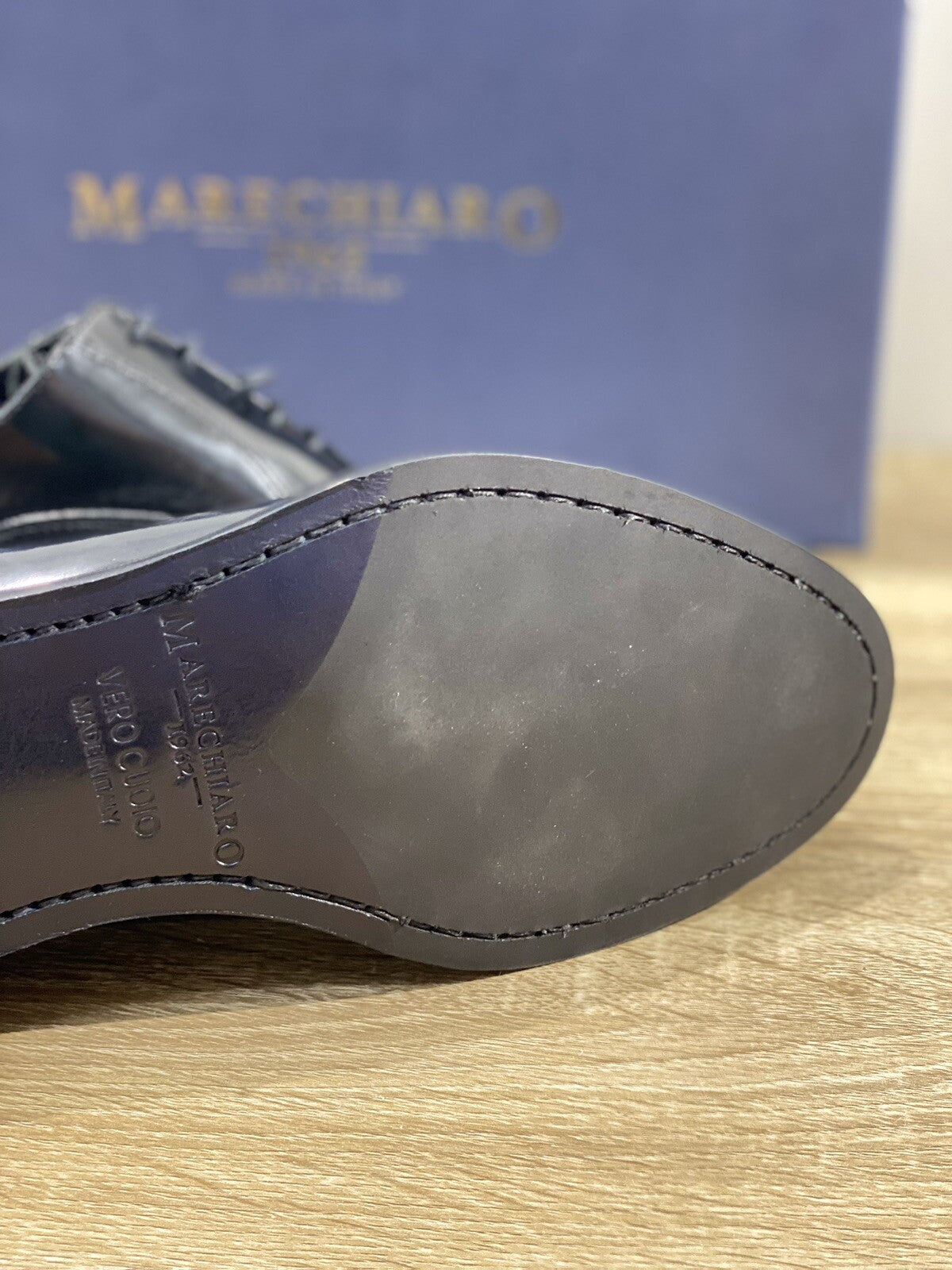 Marechiaro 1962 Oxford Uomo Pelle Nera Polish Made In Italy 40
