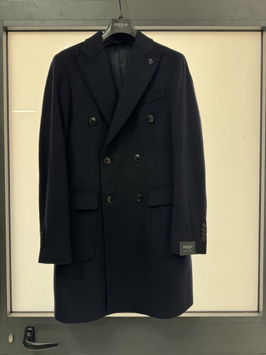 Breras Cappotto Doppiopetto Martingala in pura lana E Cashmere Blu  Uomo 50