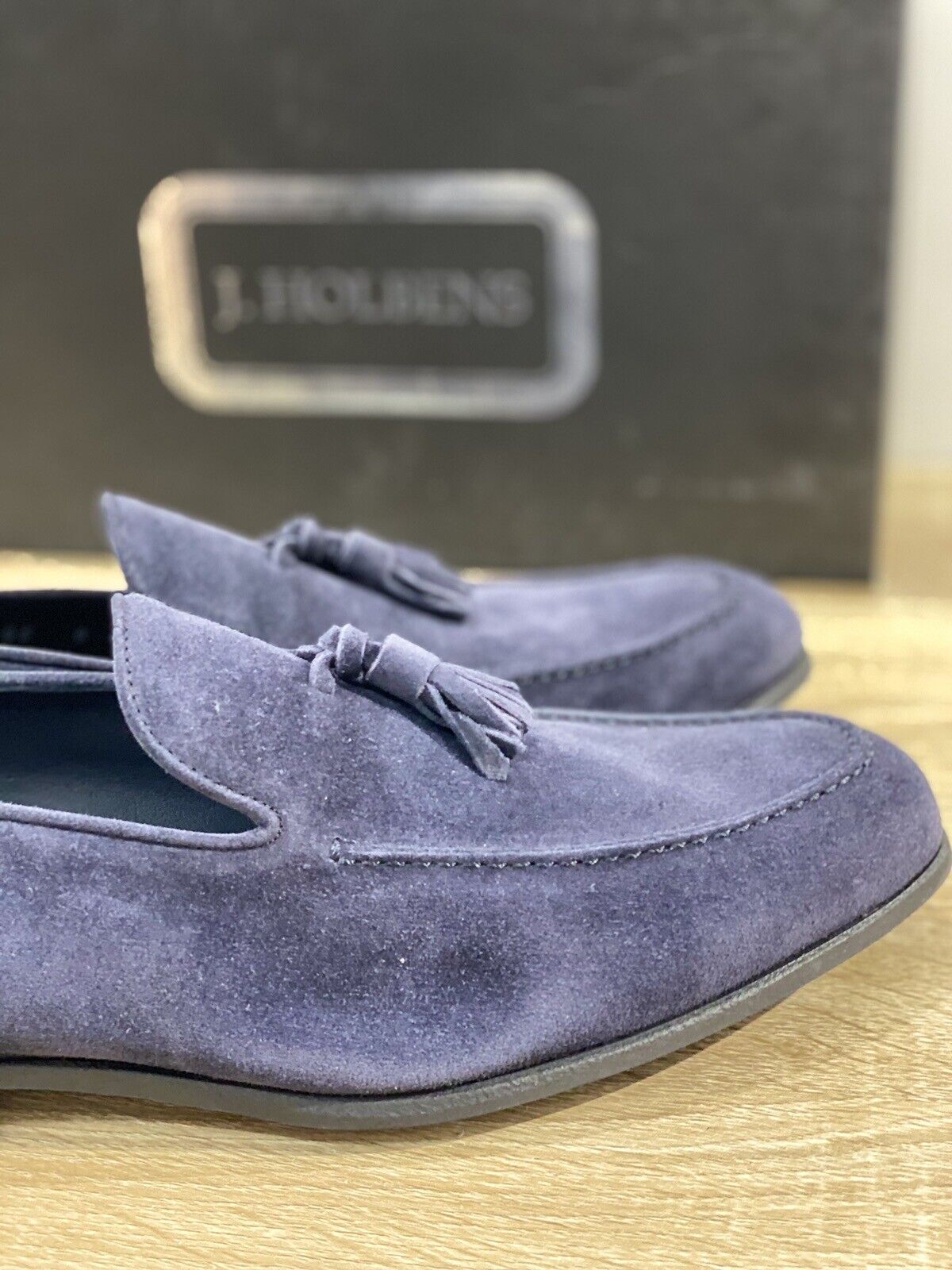 J.Holbens Mocassino Uomo Nappina Suede Blu Casual Men Shoes Made In Italy 42