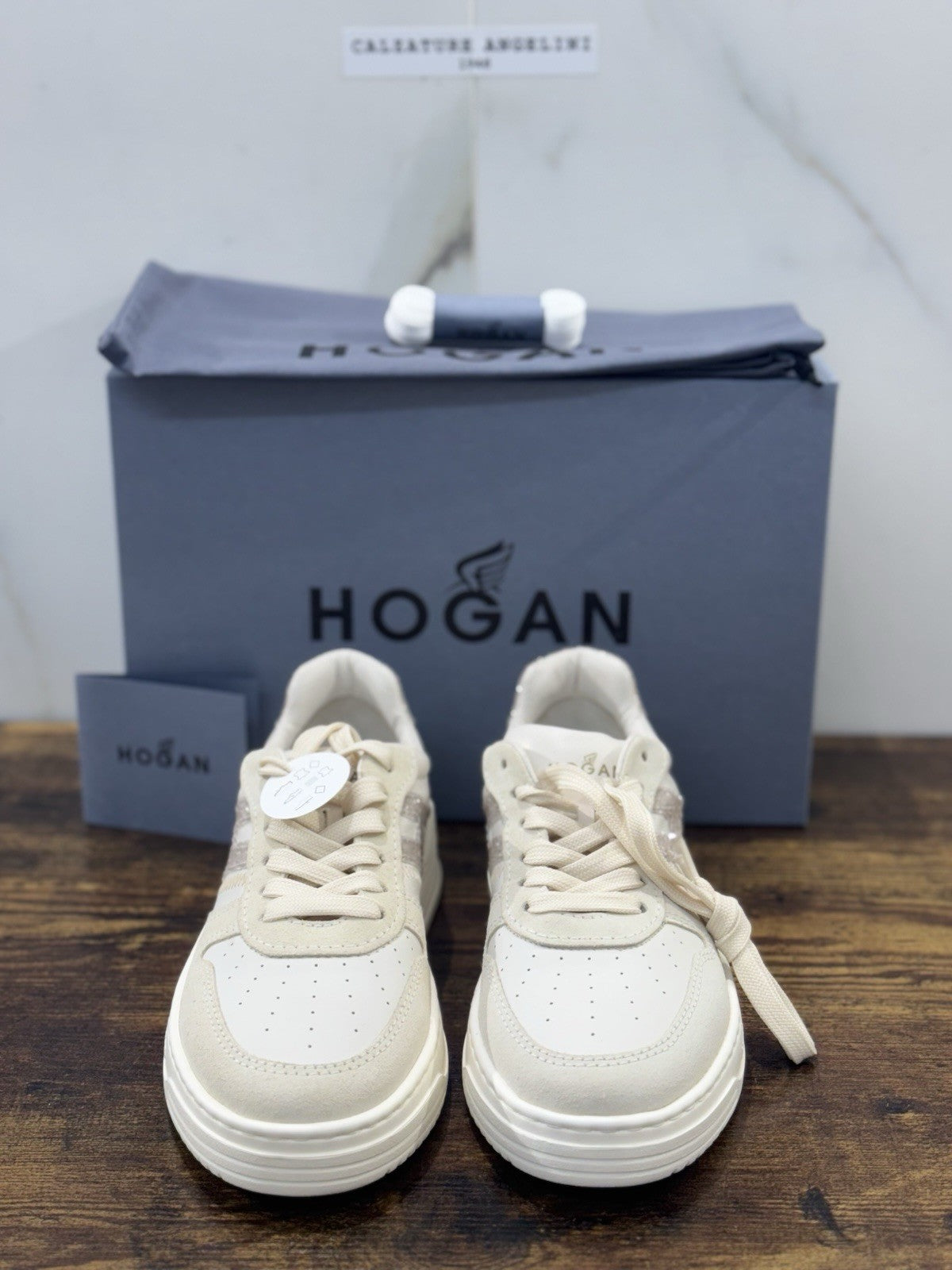 Hogan H630 Sneaker Pelle Casual Beige Glitter    Hogan Scarpe Donna 38