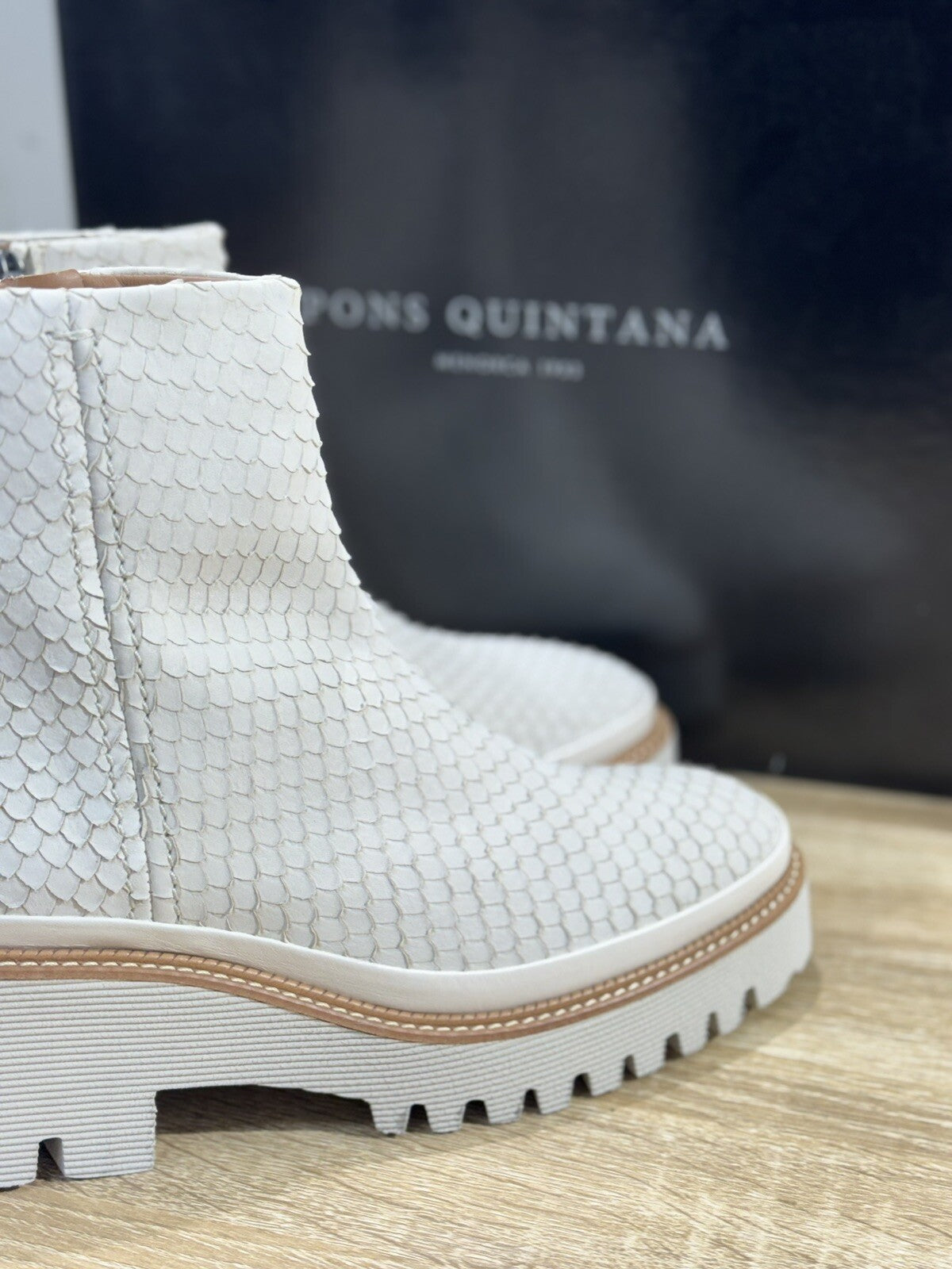 Pons Quintana Stivaletto Donna Carm B Pelle Bianca   Zeppa  Luxury Boot 40