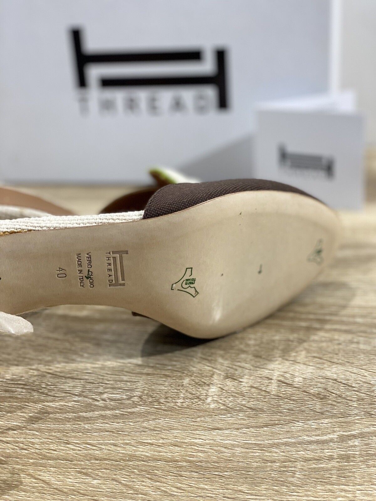 Thread Milano Sandalo Donna Lilly Mule  Beige Made In Italy 40