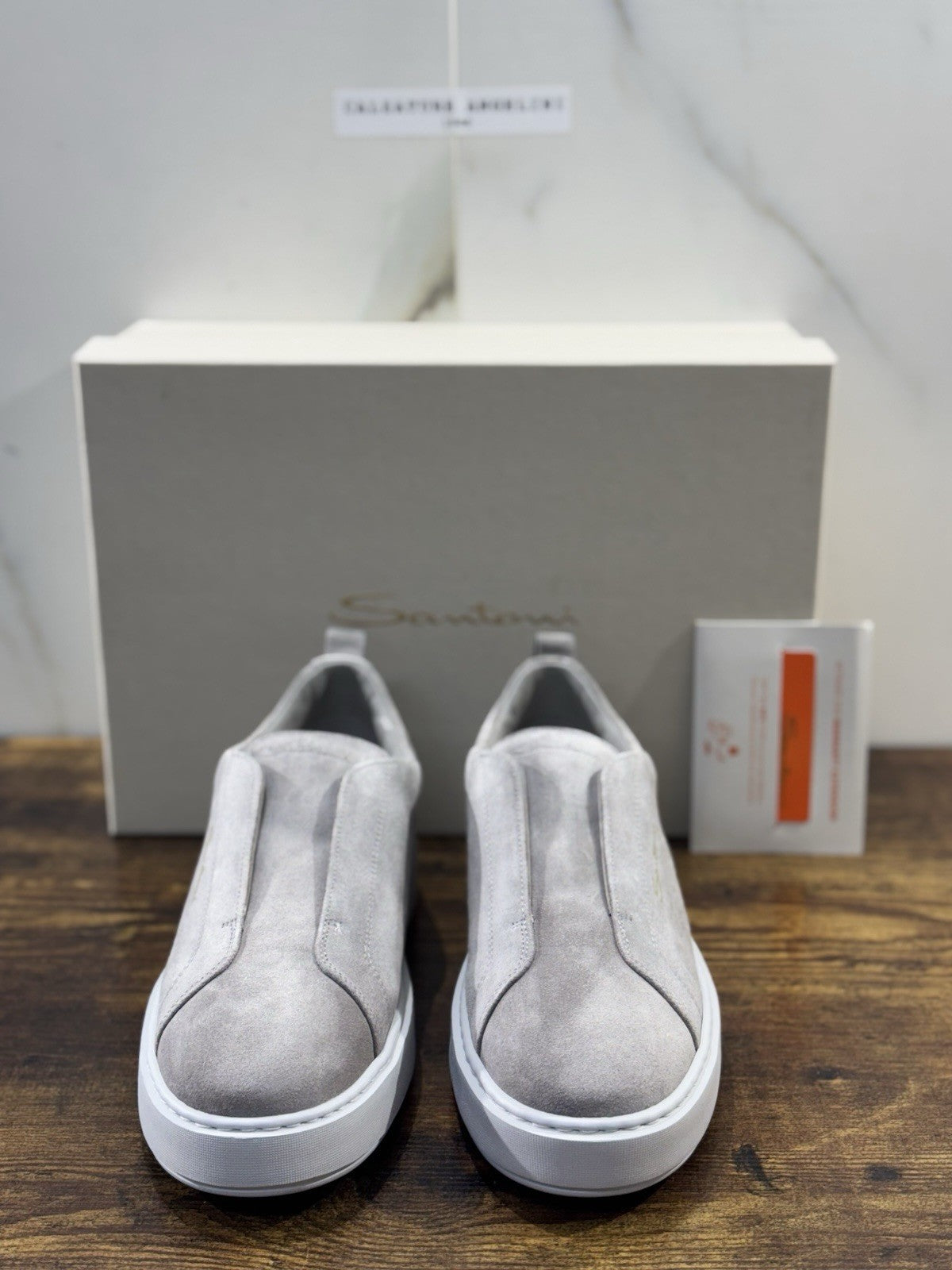 Santoni Sneaker Suede Grey  No Lace  Luxury Men Santoni Shoes  Uomo 39