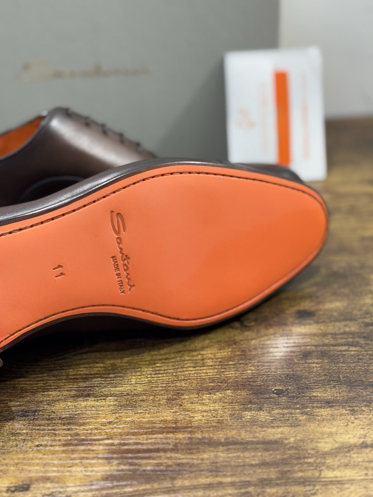 Santoni Stringata Oxford Pelle Marrone  Luxury Santoni Scarpa Uomo 45