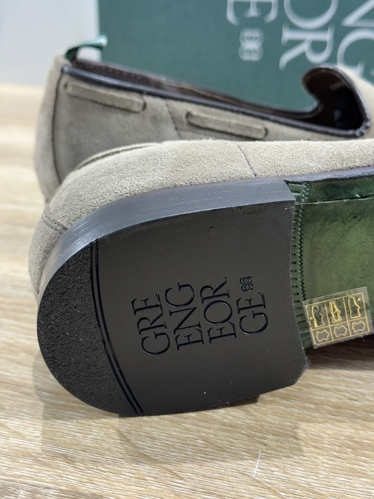 Green George Mocassino Uomo Nappine Suede Taupe Luxury Handmade Men 40.5