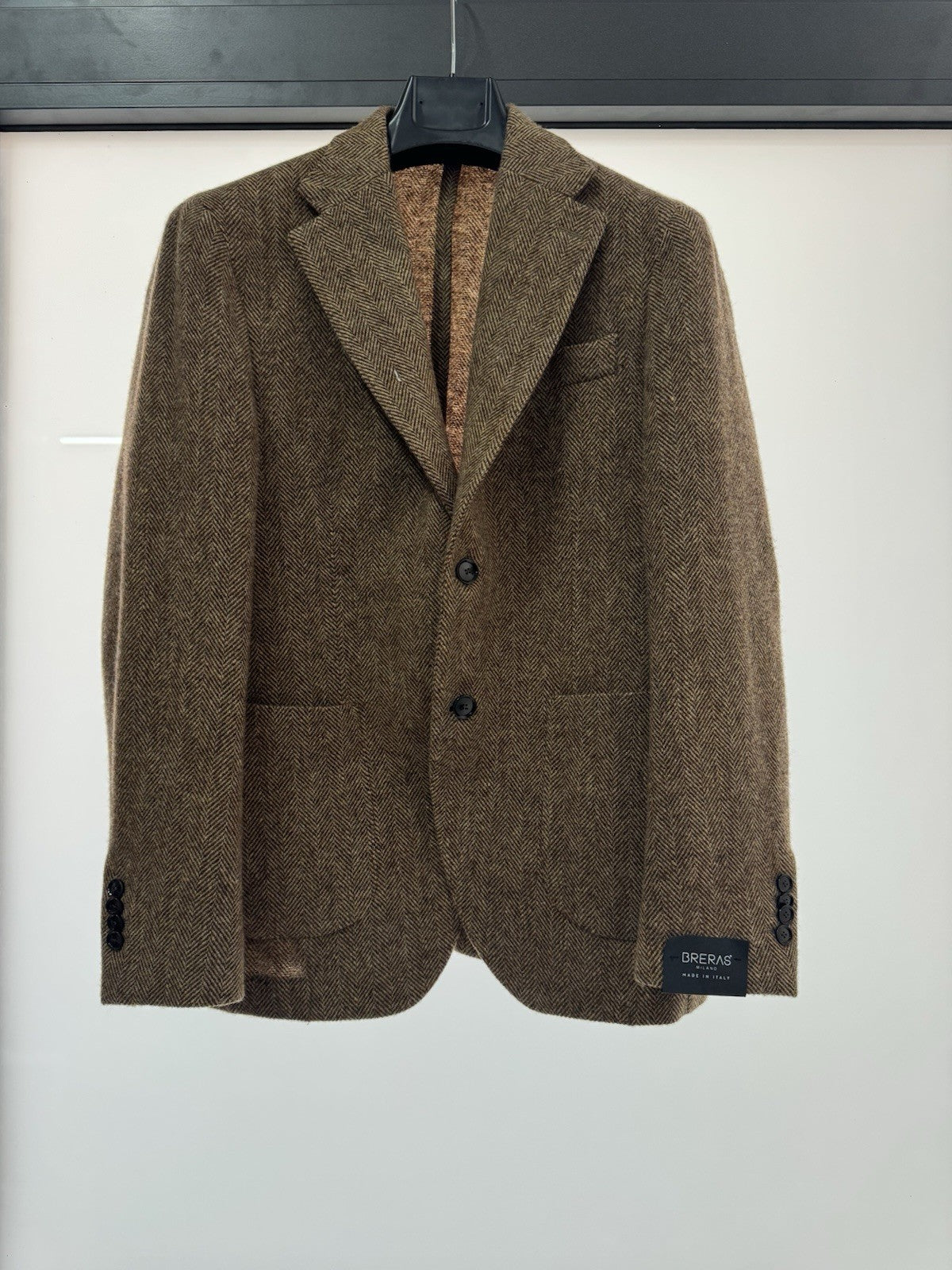 Breras Milano Giacca 100% Lana Vergine Spigata  Moro Uomo 48