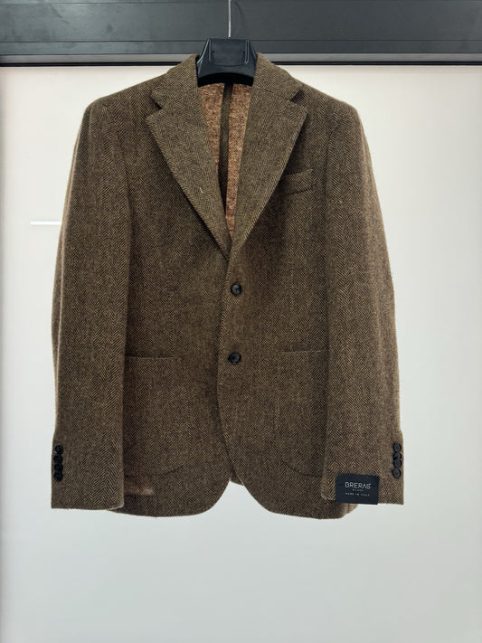Breras Milano Giacca 100% Lana Vergine Spigata  Moro Uomo 48