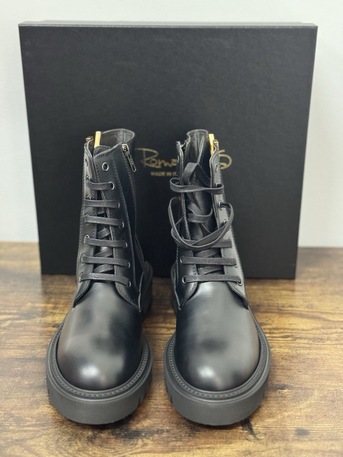 Via Roma 15 Stivaletto Anfibio Pelle Nera Casual Donna 37