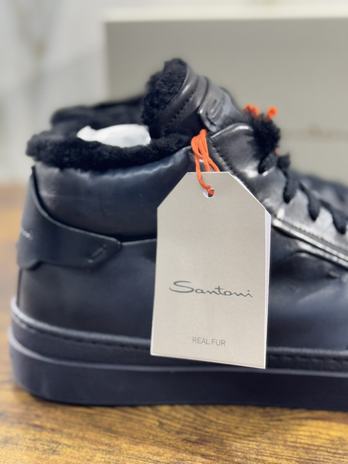 Santoni Sneaker Uomo High Top  Pelle Blu   Luxury Men Santoni Shoes Icon 10