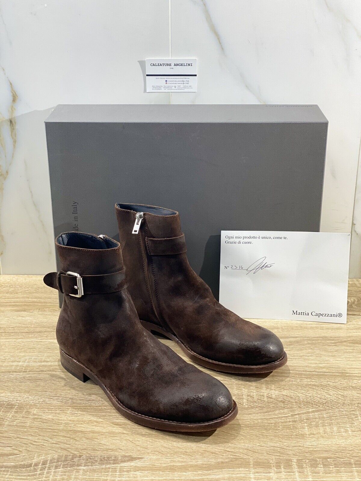 Mattia Capezzani Beatle Uomo 1930  In Crosta  Caffè  Luxury Handmade Boot 44