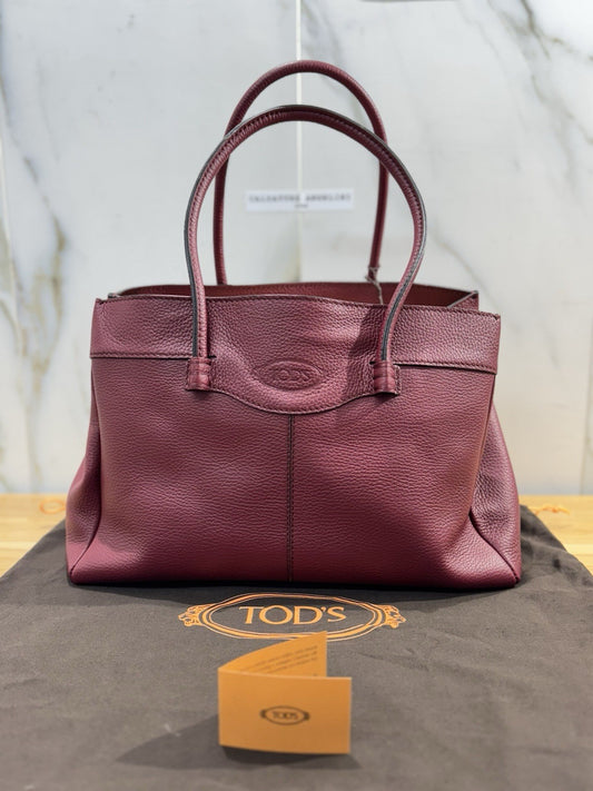 Tod’s Borsa Tote Mocassino Media Pelle Bordo’ Luxury Tod’s Handmade Bag Donna