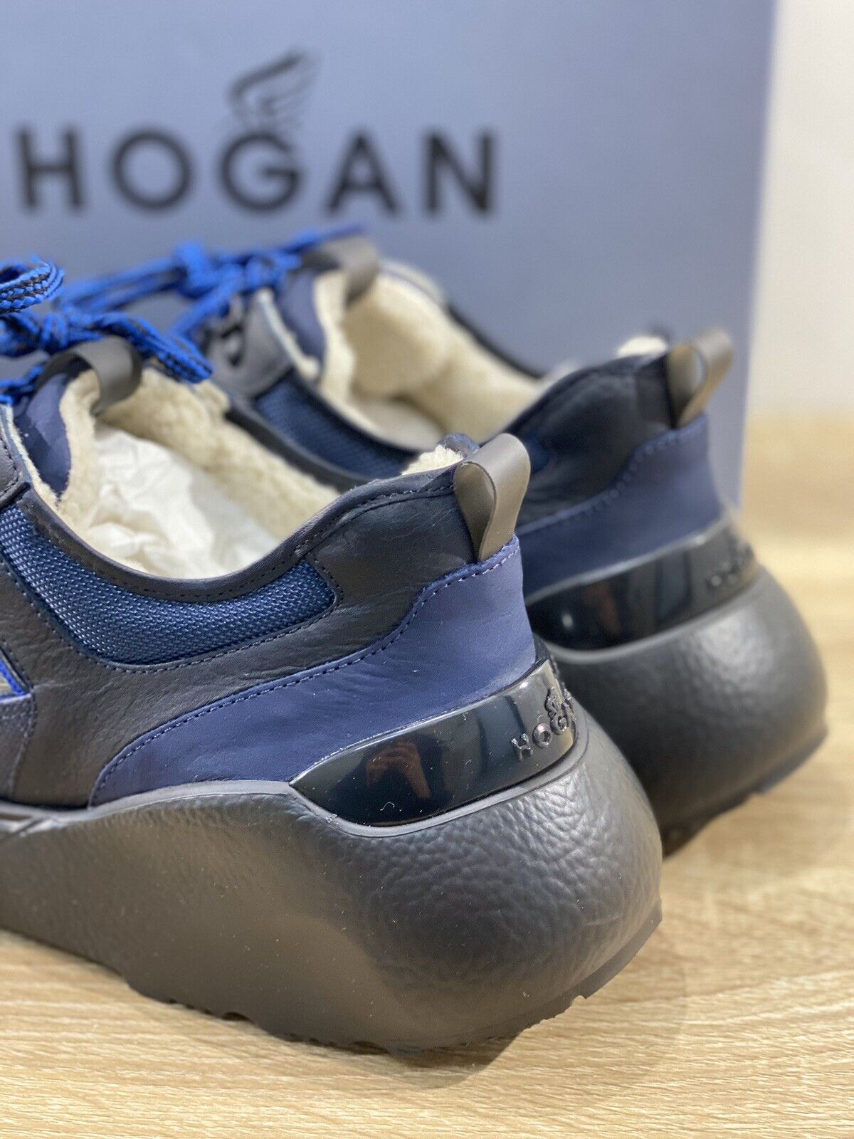 Hogan Active one uomo sneaker pelle Blu Fur luxury hogan men sneaker 43