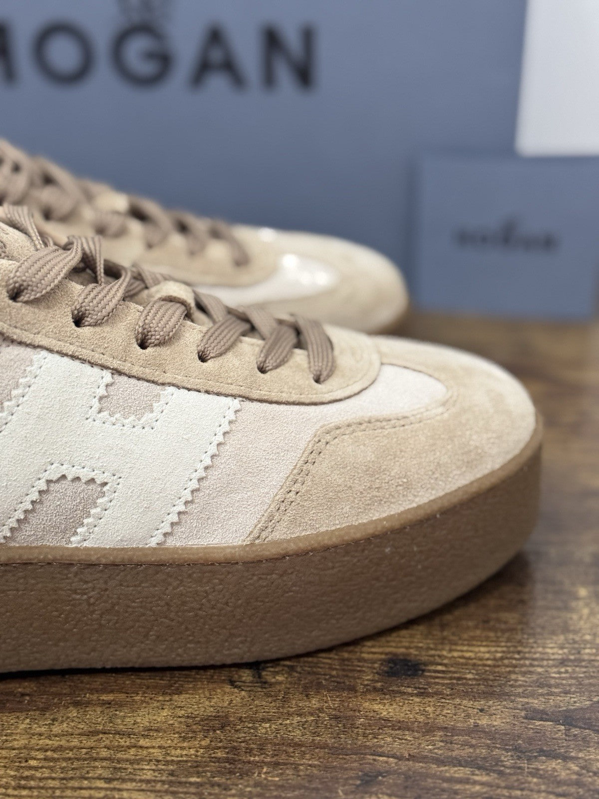 Hogan H681 Sneaker Zeppa Suede Beige Casual Hogan Donna 38