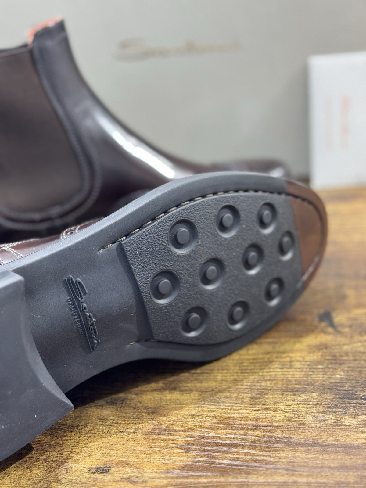 Santoni Chelsea Boot Brogue Dark Brown Pelle  Luxury Santoni Uomo 40