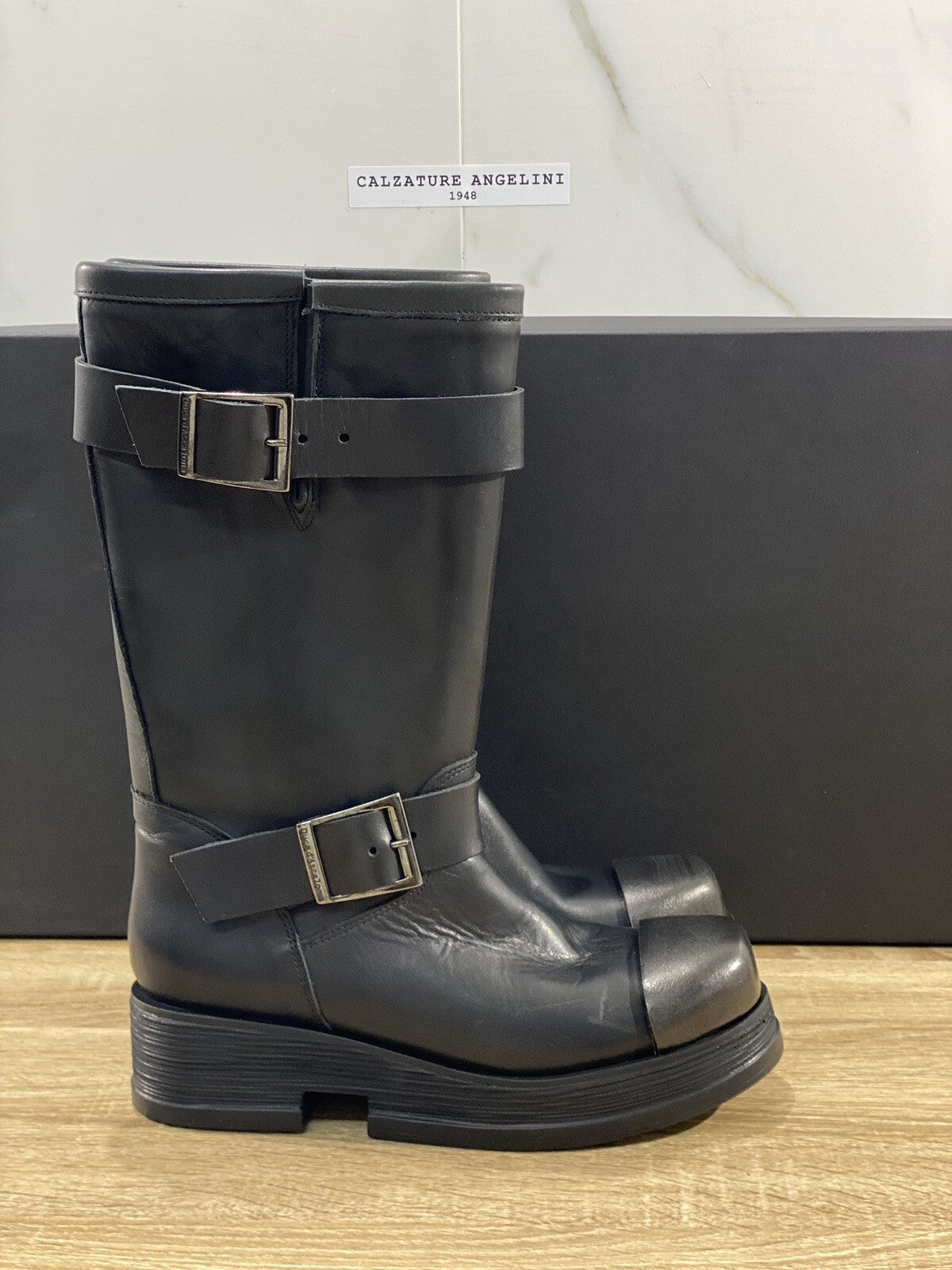 Duca D’ascalona Stivale Donna Gae P. Biker Boot Pelle Nero Anticato Handmade 37