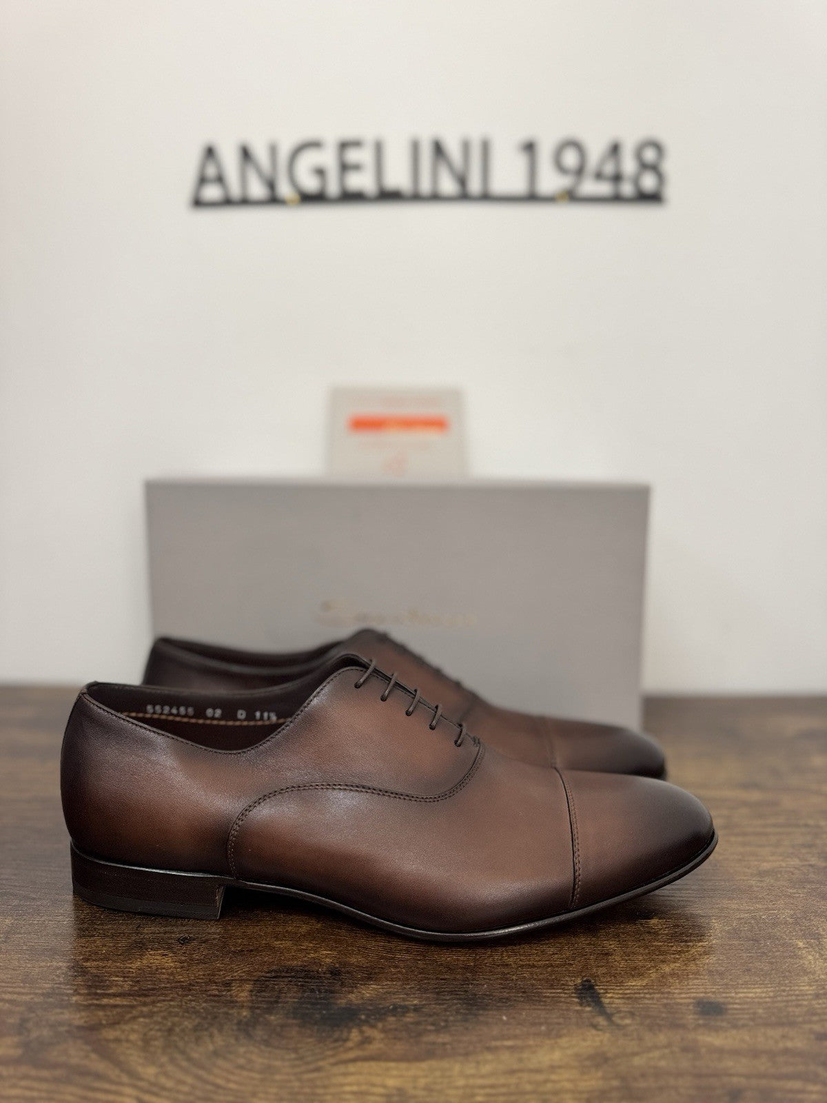 Santoni Stringata In Pelle Marrone  Luxury Scarpa Santoni Uomo 45
