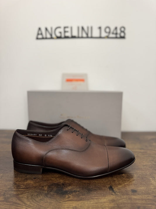 Santoni Stringata In Pelle Marrone  Luxury Scarpa Santoni Uomo 45
