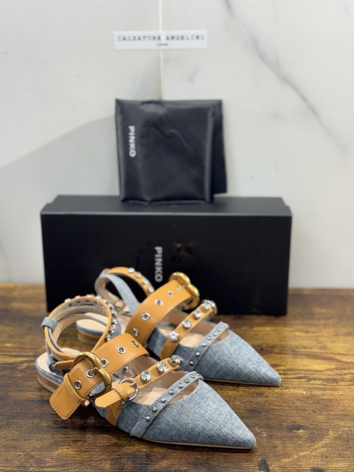 Pinko Ballerina Gianira Sling Back Denim Cuoio   Casual Pinko Donna 36