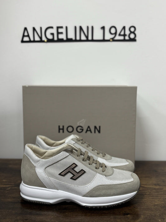 Hogan New Interactive  Pelle Suede Bianca Vintage Casual Sneaker Hogan Uomo 41.5