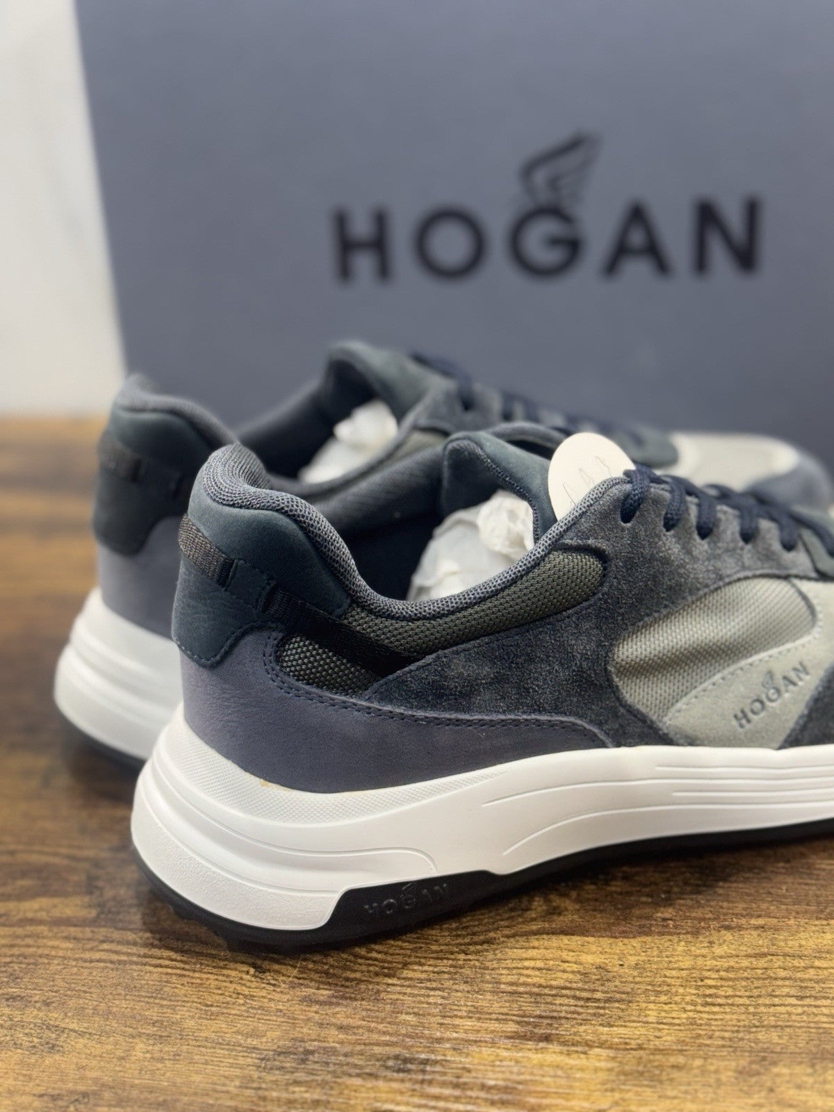 Hogan New Hyperlight Sneaker Pelle Blu  Memory Foam Luxury Hogan Uomo 40.5