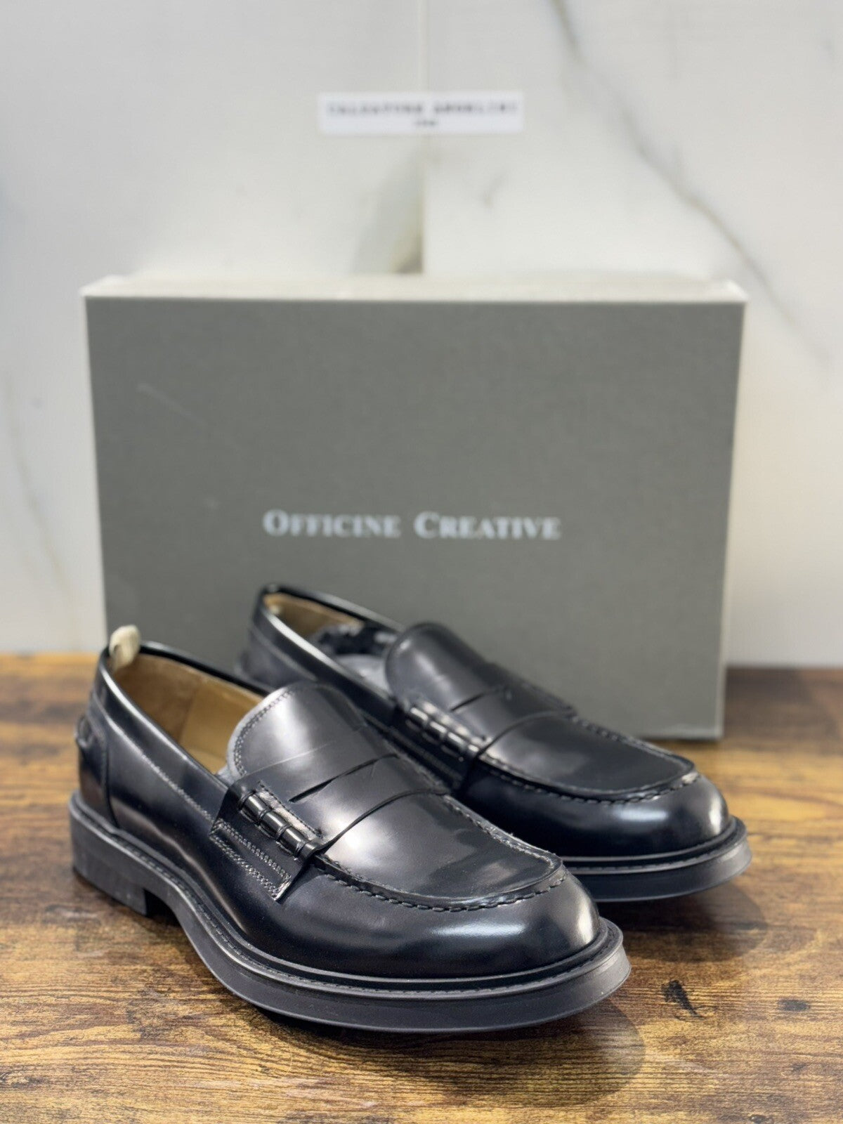 Officine Creative Mocassino Uomo Uniform   Pelle Nera    Luxury Men Shoe  43.5