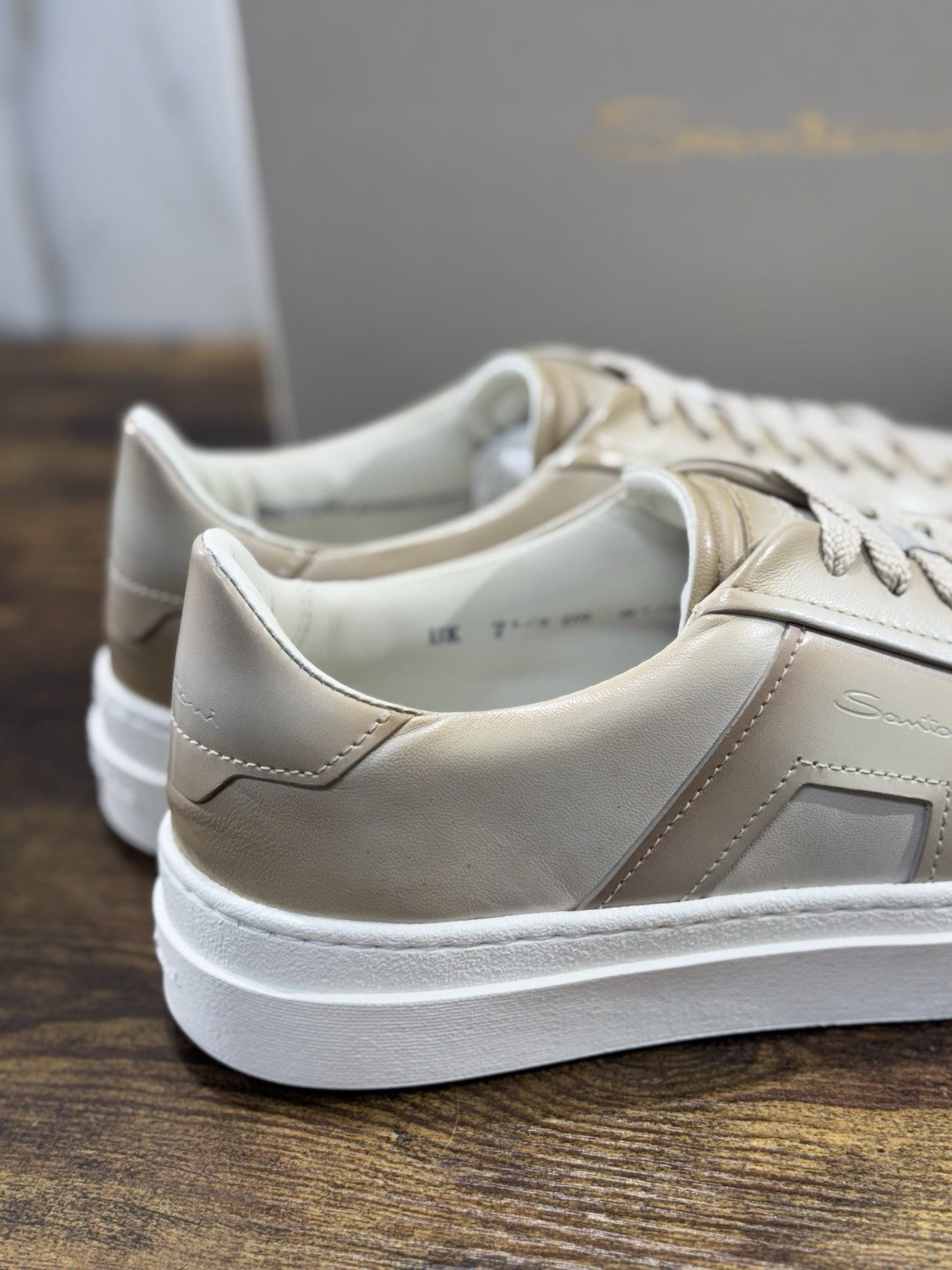 Santoni Sneaker DBS  Pelle Light Beige Luxury Santoni Scarpe Uomo 41.5