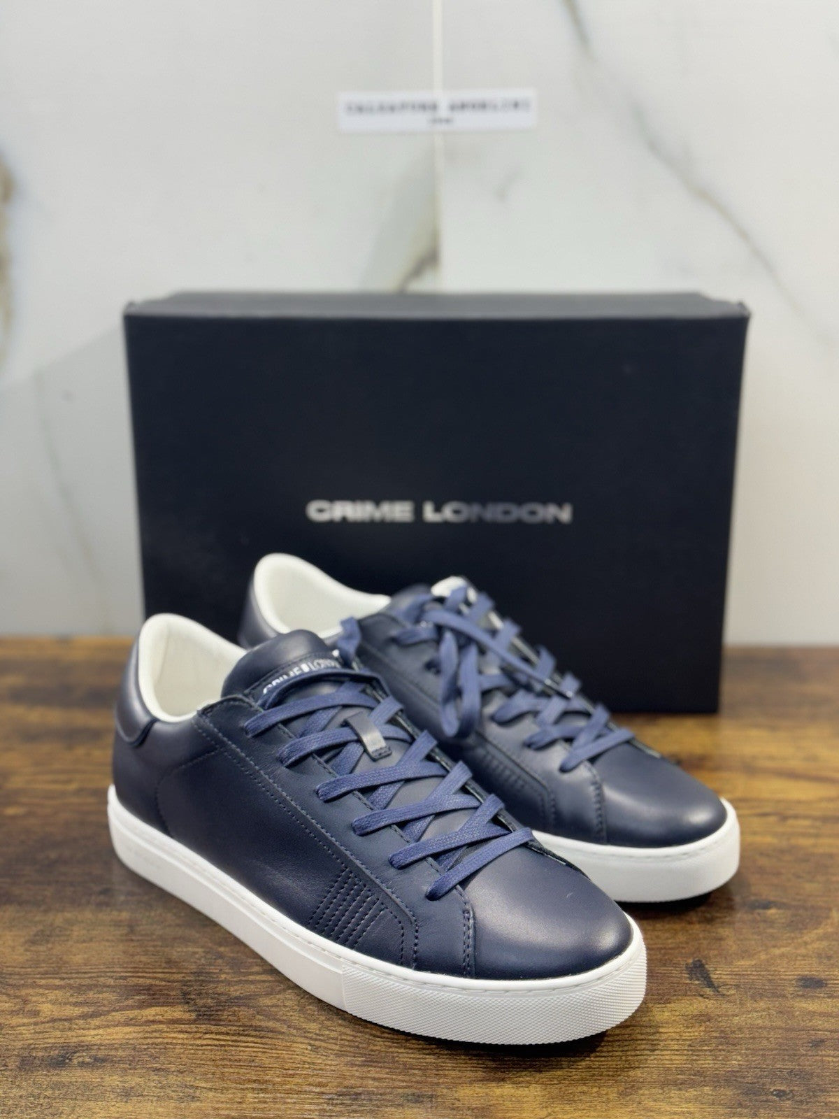 Crime London Sneaker Uomo Low Top Essential      Pelle  Blu Casual Men Shoes 44