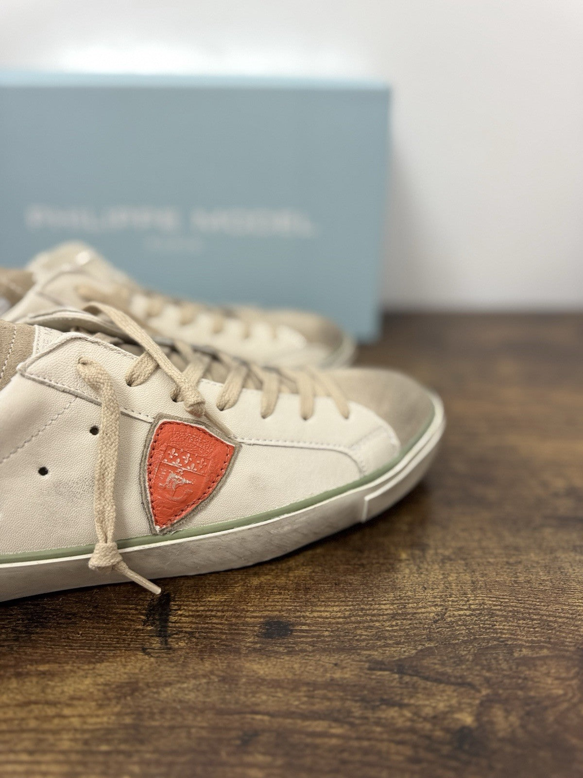 Philippe Model Paris Low Pelle Latte Orange      Casual Sneaker Uomo 43