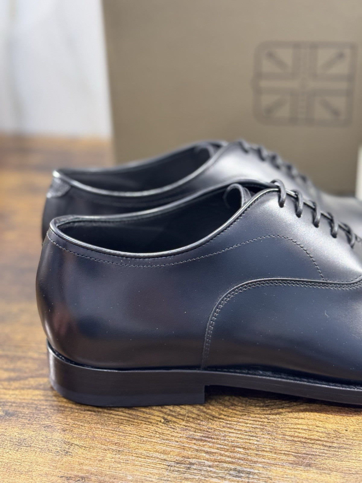 Pantanetti Stringata Oxford  Pelle Nera  Fondo Cuoio Handmade In Italy Uomo 44