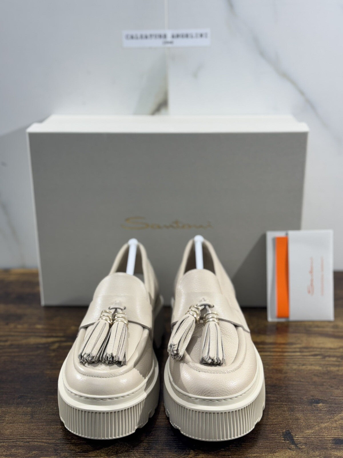 Santoni Mocassino Donna Pelle Crema Nappine Luxury Casual Loafer Santoni 36