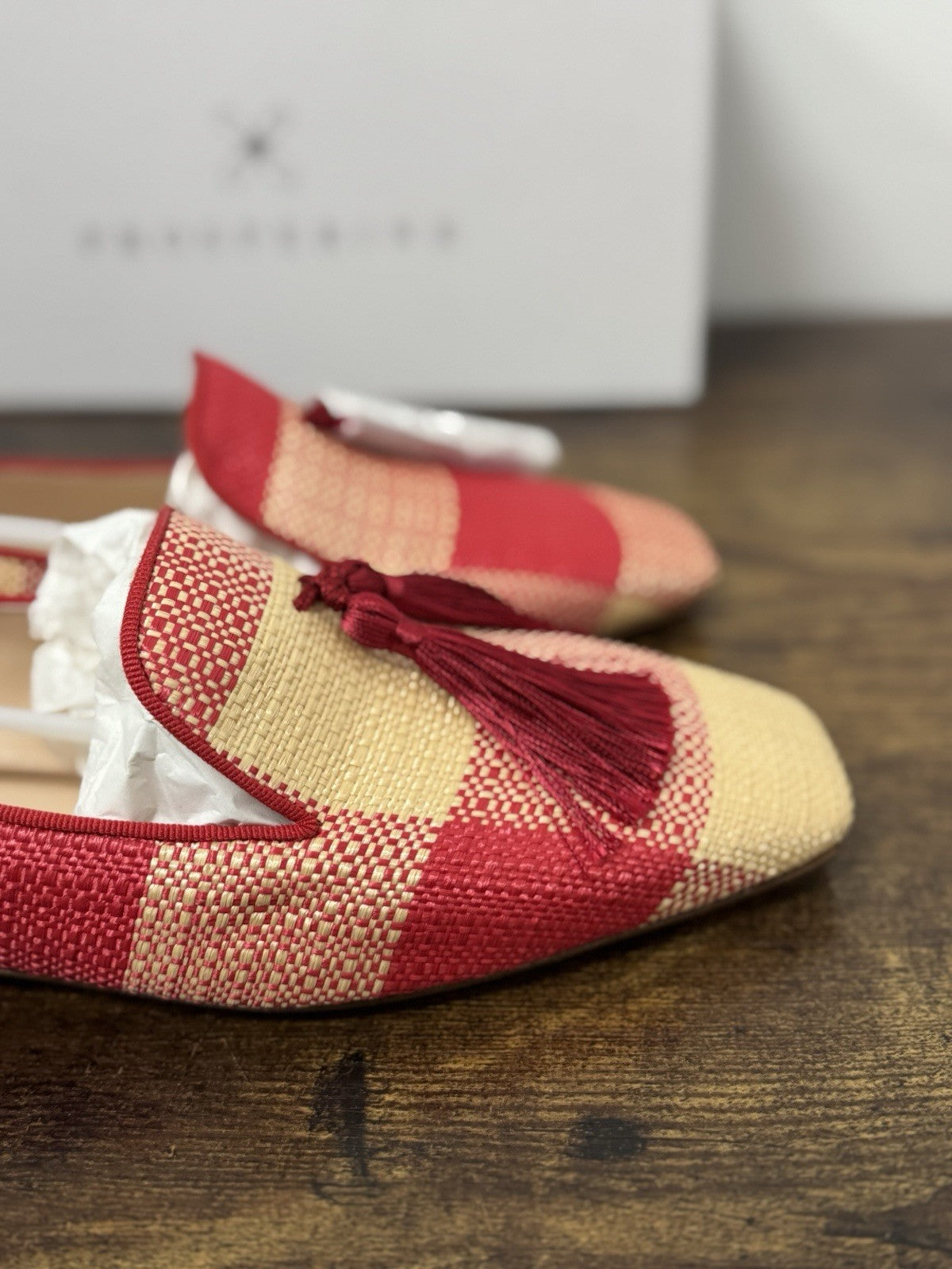 Prosperine Mocassino Nappine  Tessuto Rosso Beige  Casual Donna 39