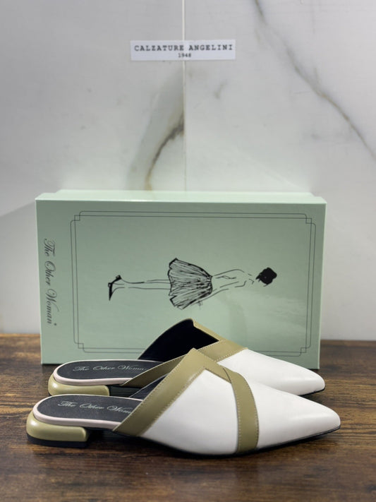 The Other Woman Sandalo Sabot Donna Pelle  Bianco Oliva Made In Italy 37