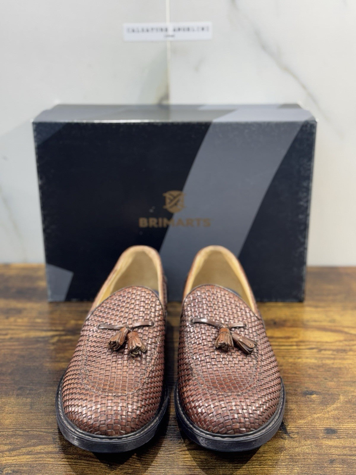 Brimarts Mocassino Uomo Intrecciato Pelle Cuoio 44