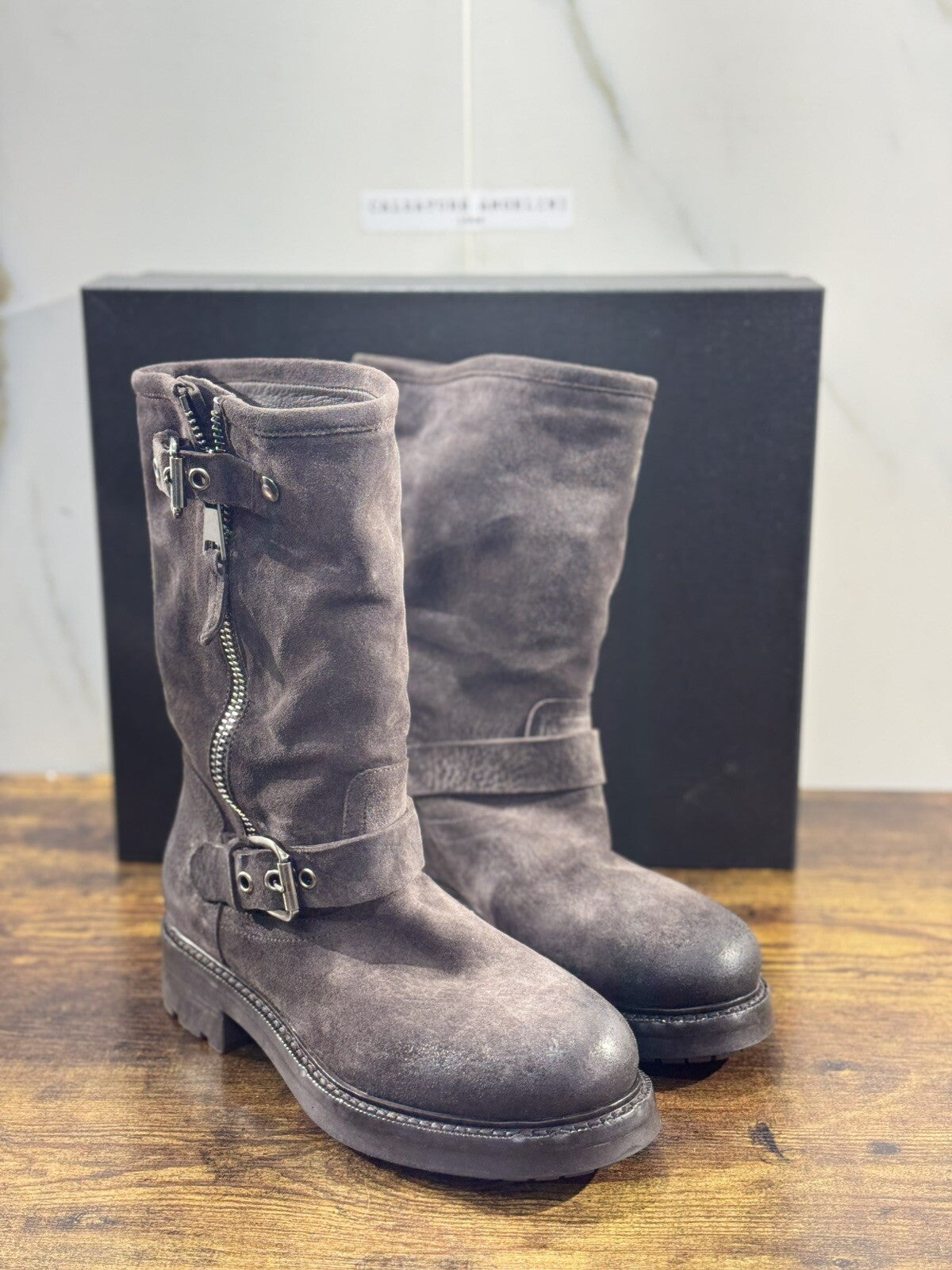 Strategia Biker   Donna A5792  Pelle T Moro  Luxury Biker Boot Woman 38