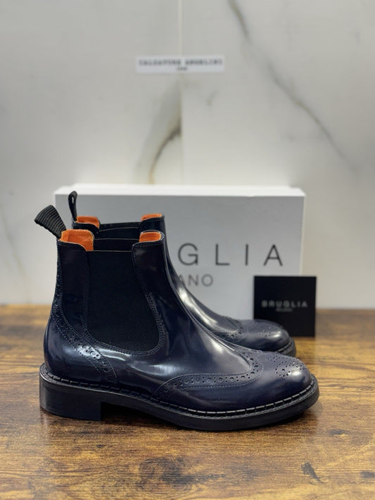 Bruglia Milano Chelsea Boot Blu Pelle  Top Quality Scarpe Donna 37
