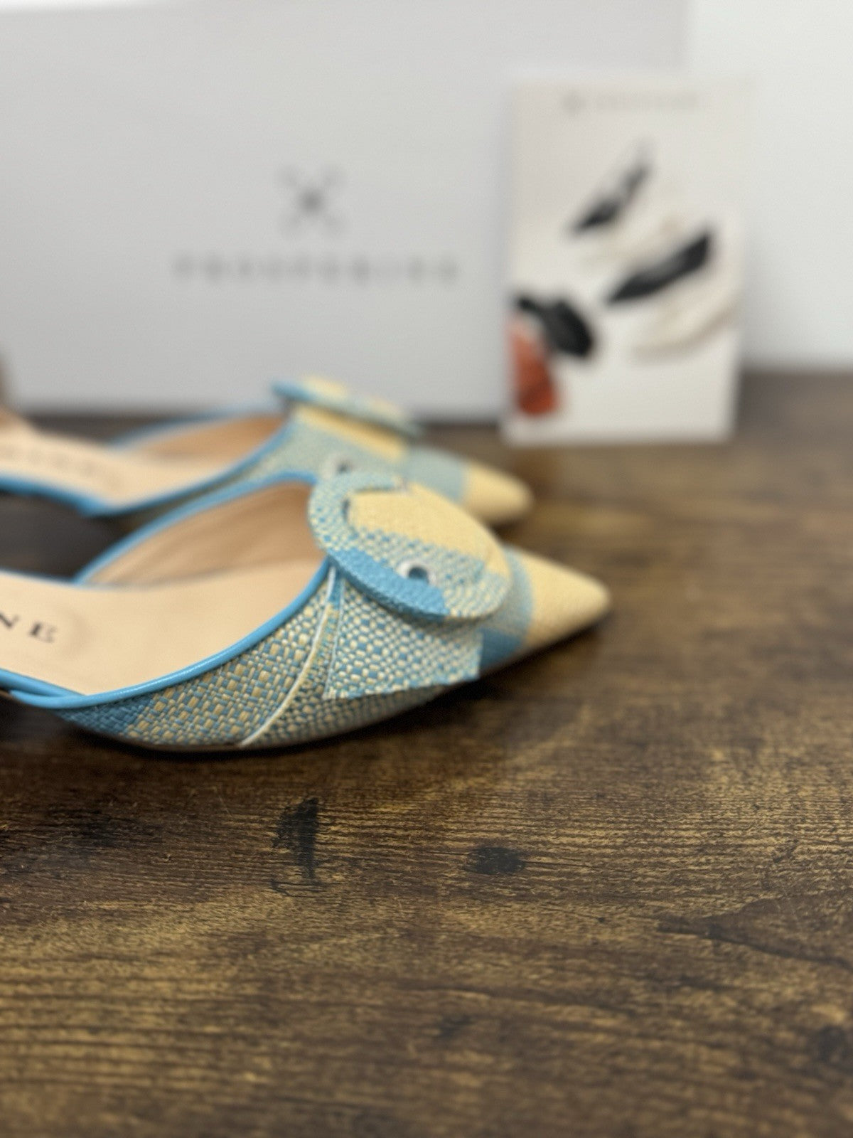 Prosperine Sling Back Pelle Raffia Celeste   Casual Prosperine Scarpa Donna 38